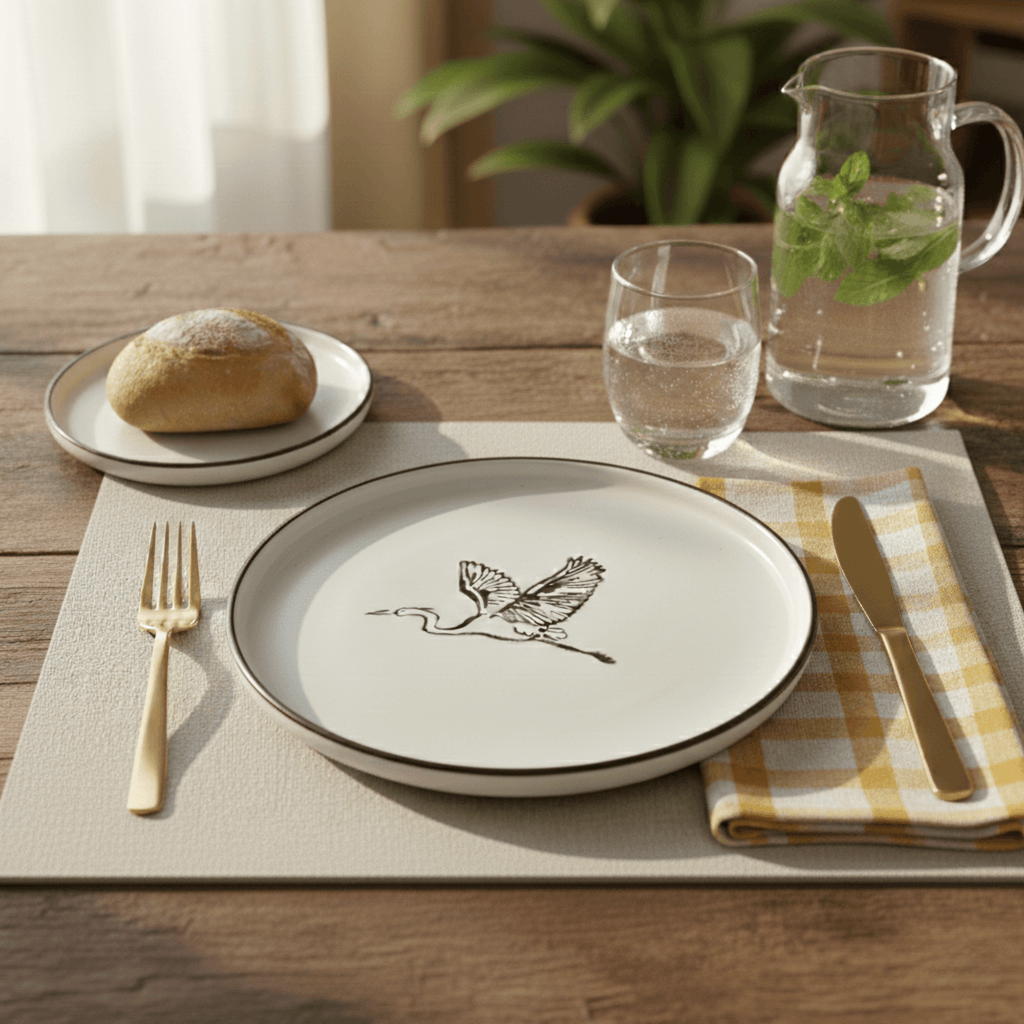 Plato Playo Recto Gaviota | Colección Estilo Orgánico
