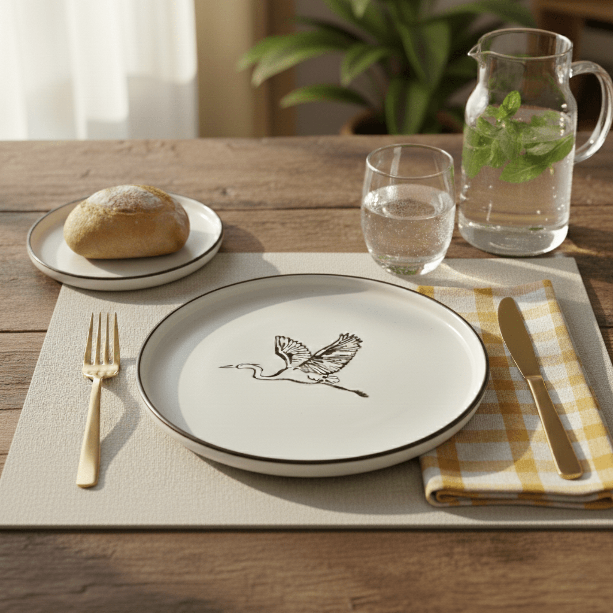 Plato Playo Recto Gaviota | Colección Estilo Orgánico